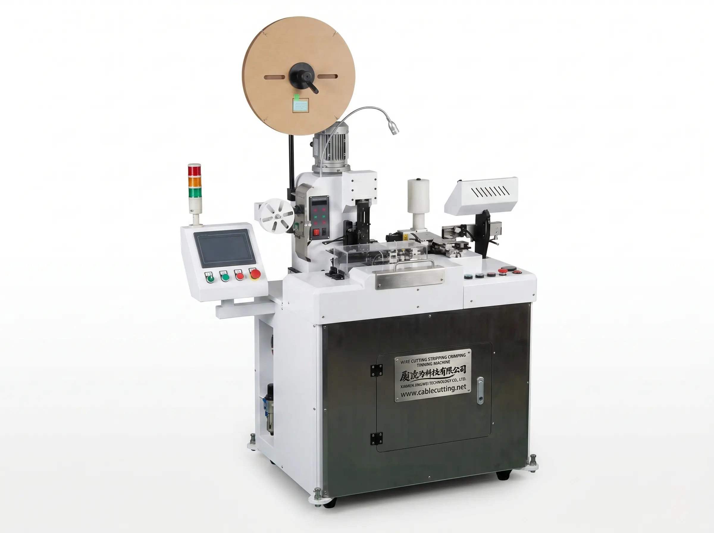 Automatische draadknippen, strippen, crimpen en vertinnen machine