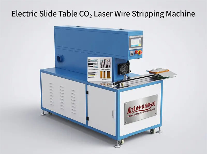 CO2 Laser Draadstripmachine met Elektrische Schuiftafel | CLS60-D – Precisie voor Kabelbomen