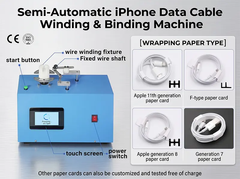 Semi-automatische iPhone-datakabel opwind- & bindmachine WPM-K287