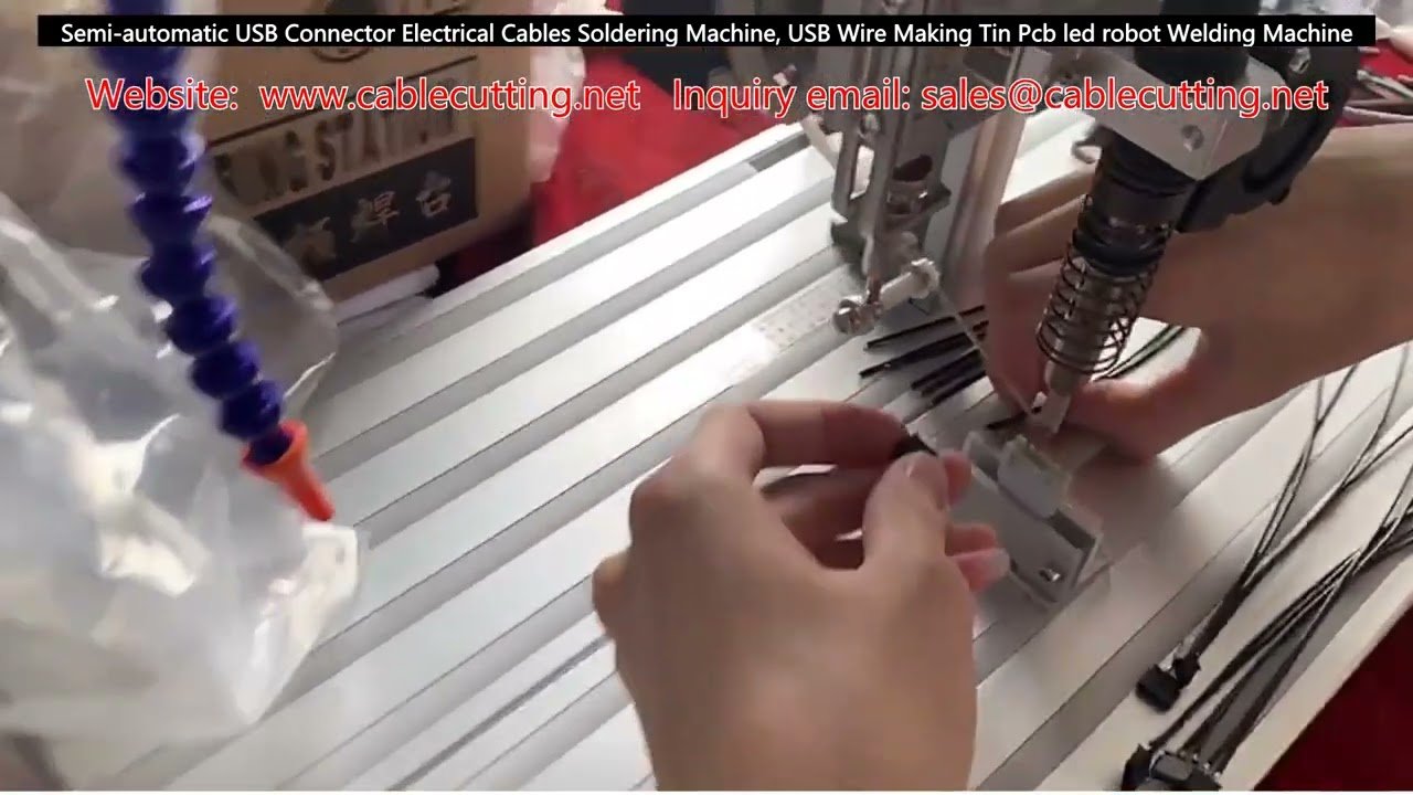 Semi-automatische USB-connector soldeermachine voor elektrische kabels - Tin, PCB en LED-robot