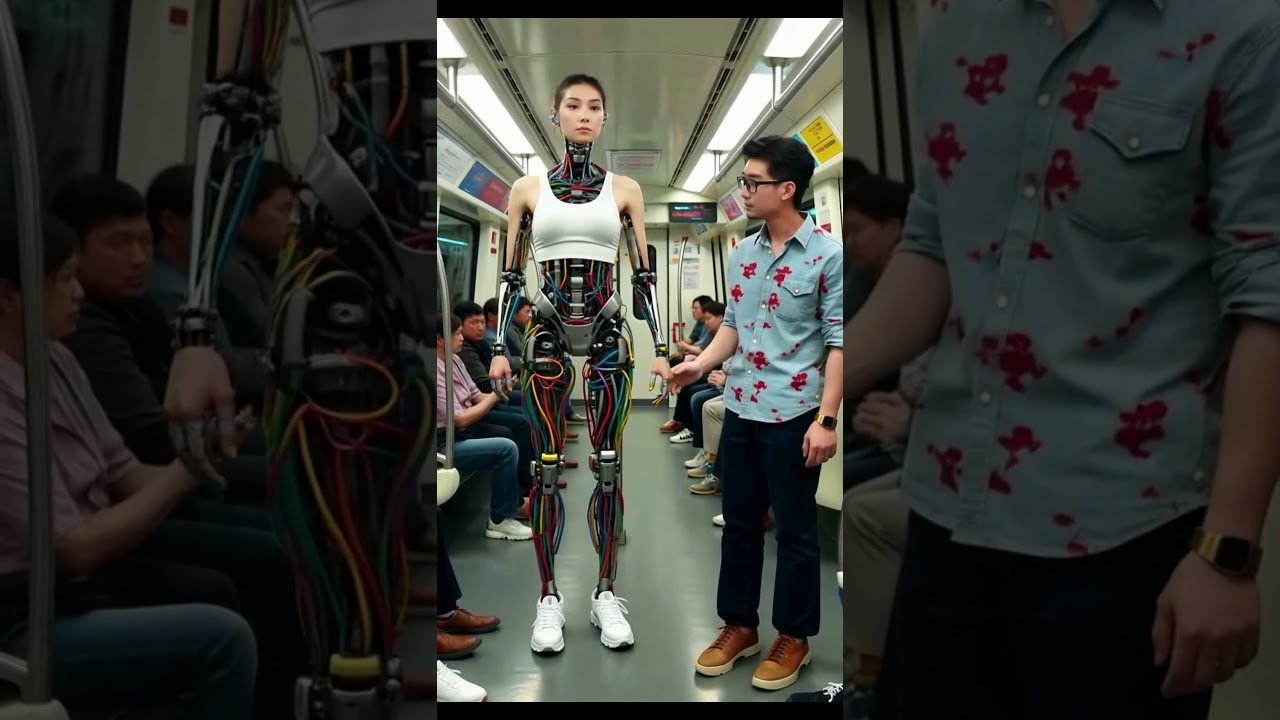 Prachtig robotmeisje gespot in de bus #robot #cosplay #futuretech #android #animation