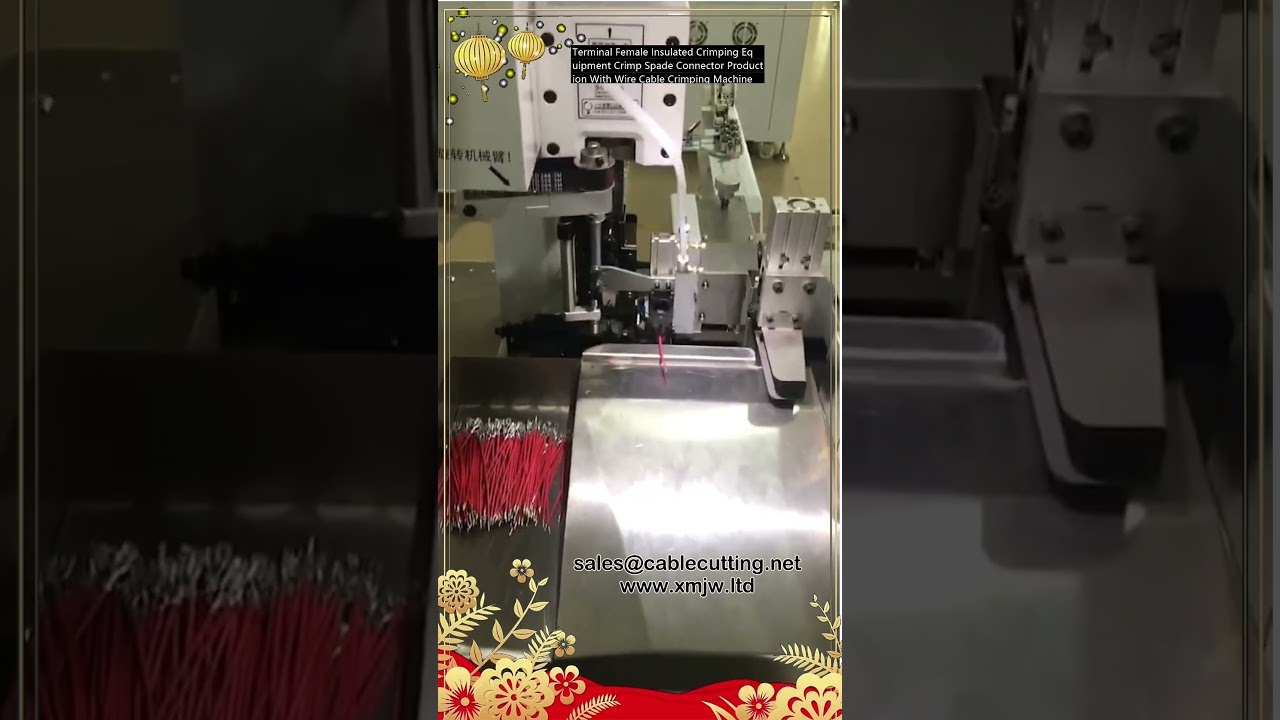 Geautomatiseerde krimpmachine voor productie van geïsoleerde vrouwelijke spadeconnectors met draadkabel